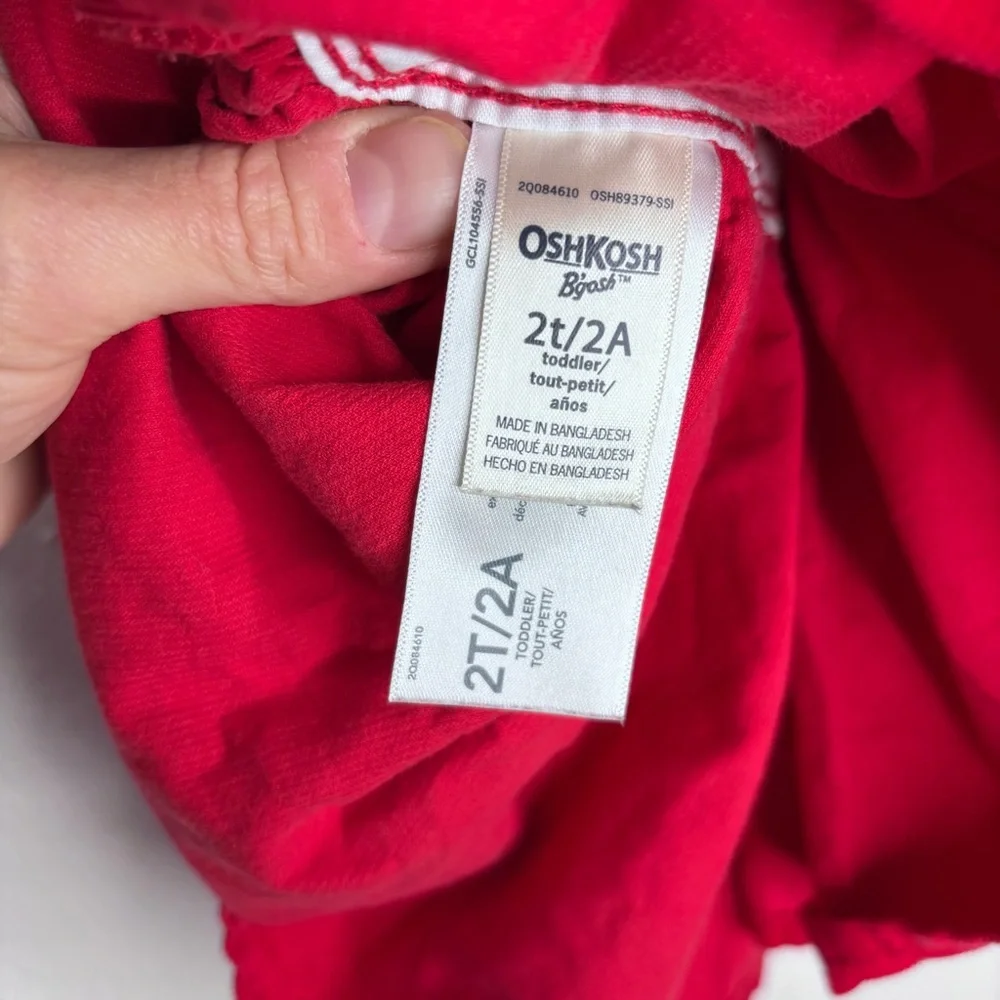 OshKosh B’Gosh Red Corduroy Vestbak Overall Dress Size 2T EUC
